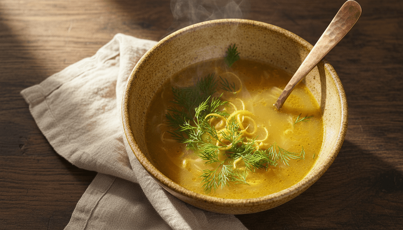 Entzündungshemmende goldene Hühnersuppe