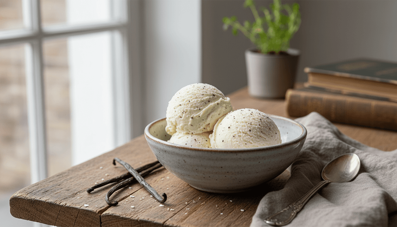 Hüttenkäse-Eis: Vanille