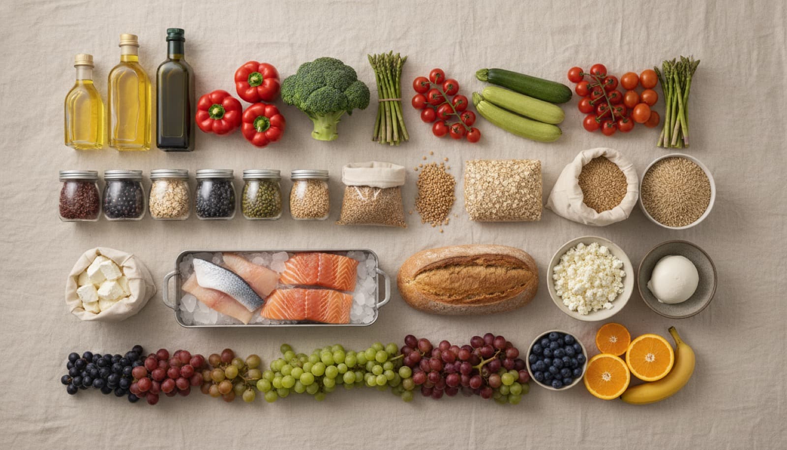 Lebensmittelliste der mediterranen Ernährung