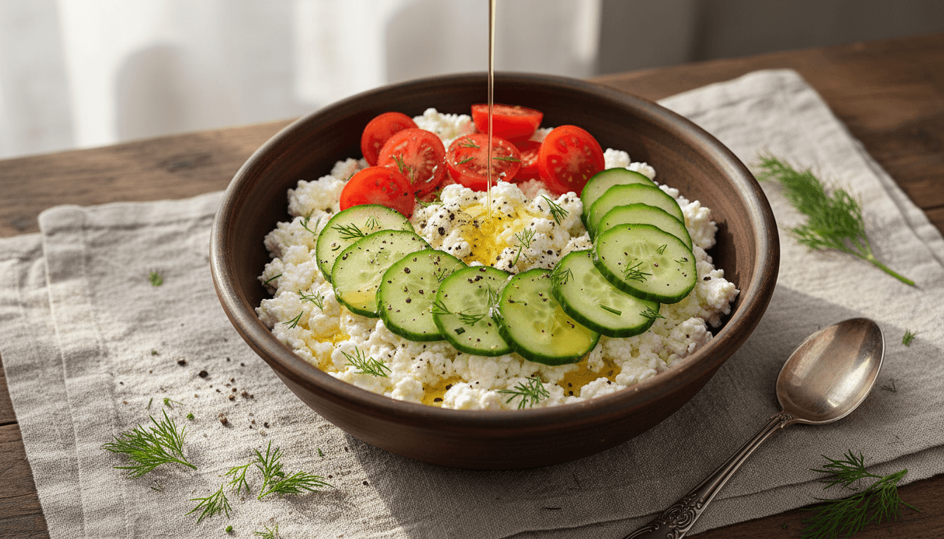 Herzhafte Hüttenkäse-Bowl
