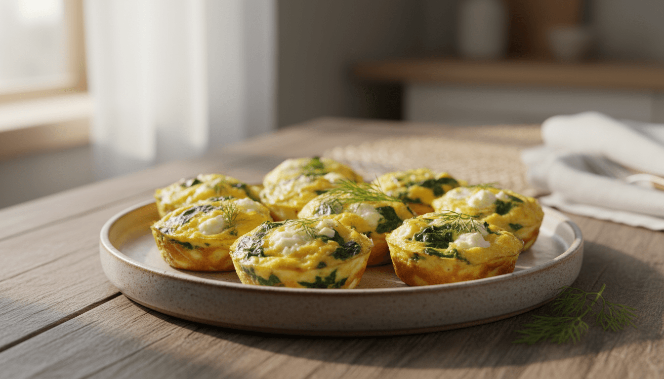Spinach and Feta Egg Bites: 12 Bites, 5 Days